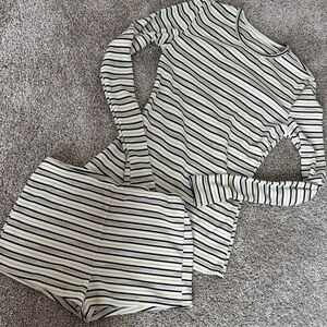 Striped Long Sleeve Top and Shorts Set